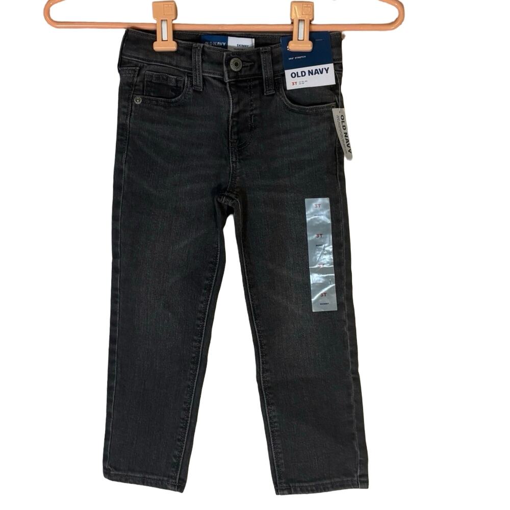Old Navy 360 Stretch Skinny Jeans Toddler Boys 3T Black Gray Wash New